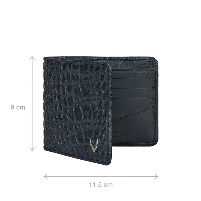 Libya Sb Blue Leather Bi-Fold Wallet