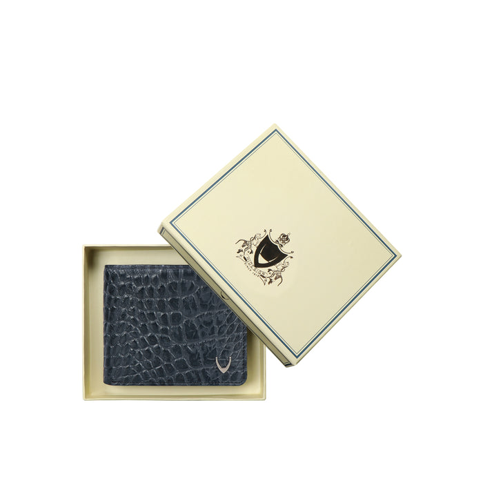 Libya Sb Blue Leather Bi-Fold Wallet