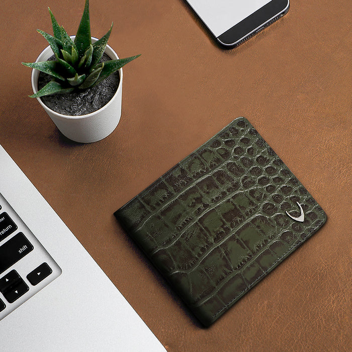 Libya Sb Green Leather Bi-Fold Wallet