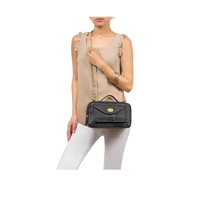 Lilac 02 Sb Black Leather Satchel
