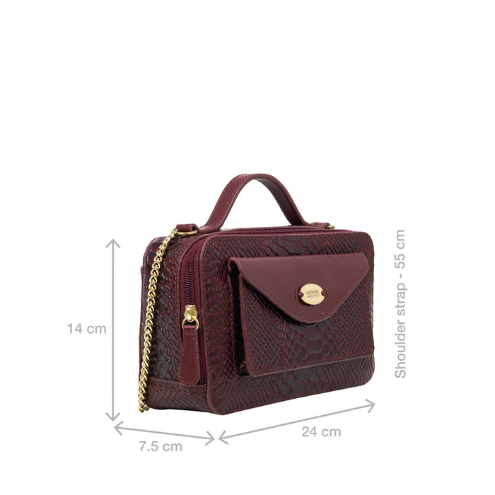 Lilac 02 Sb Red Leather Satchel