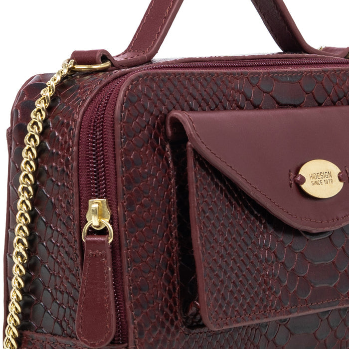 Lilac 02 Sb Red Leather Satchel