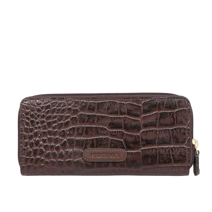 Lilac W1 Sb Brown Leather Double Zip Around Wallet