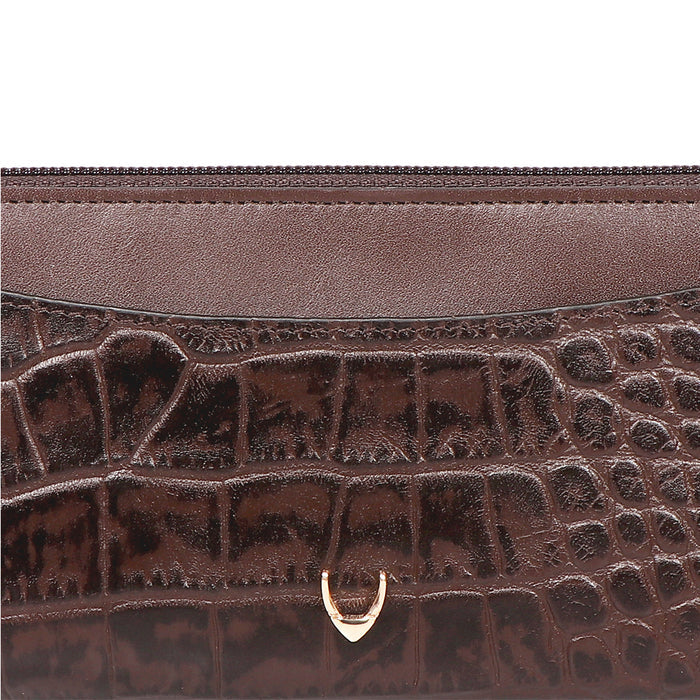 Lilac W1 Sb Brown Leather Double Zip Around Wallet