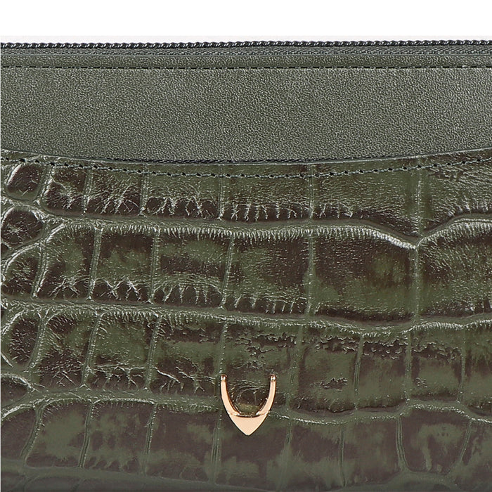 Lilac W1 Sb Green Leather Double Zip Around Wallet