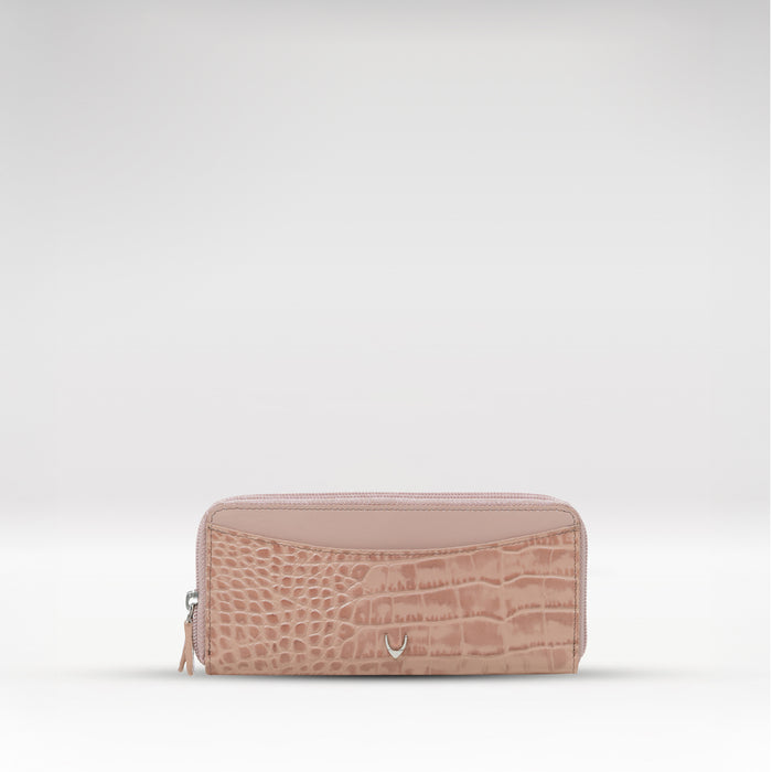 Lilac W1 Sb Pink Leather Double Zip Around Wallet