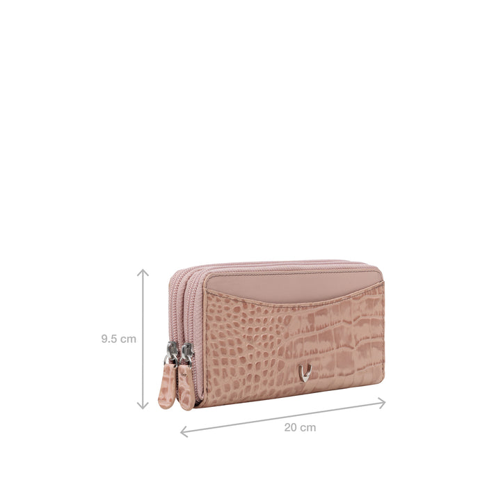 Lilac W1 Sb Pink Leather Double Zip Around Wallet