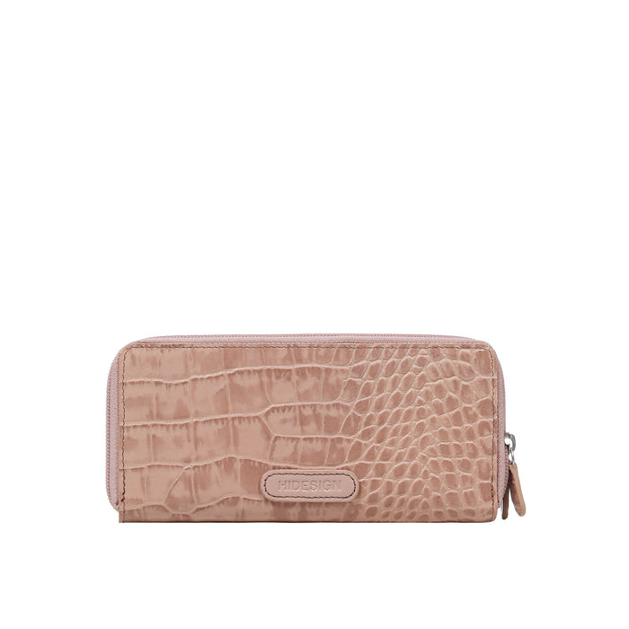 Lilac W1 Sb Pink Leather Double Zip Around Wallet