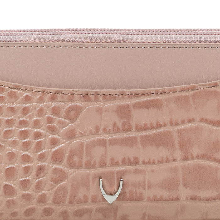 Lilac W1 Sb Pink Leather Double Zip Around Wallet