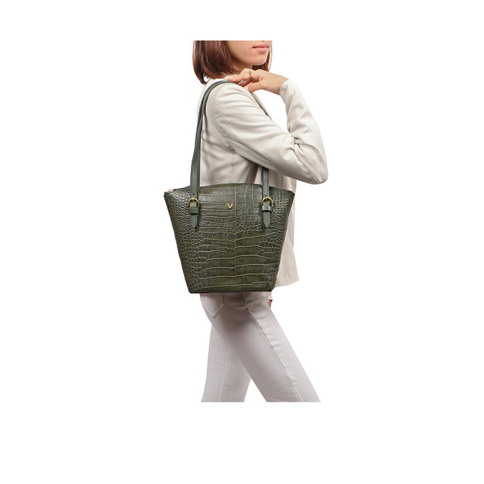 Lima 03 Green Leather Tote Bag