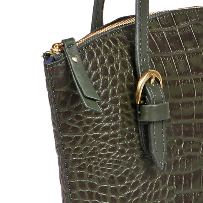 Lima 03 Green Leather Tote Bag