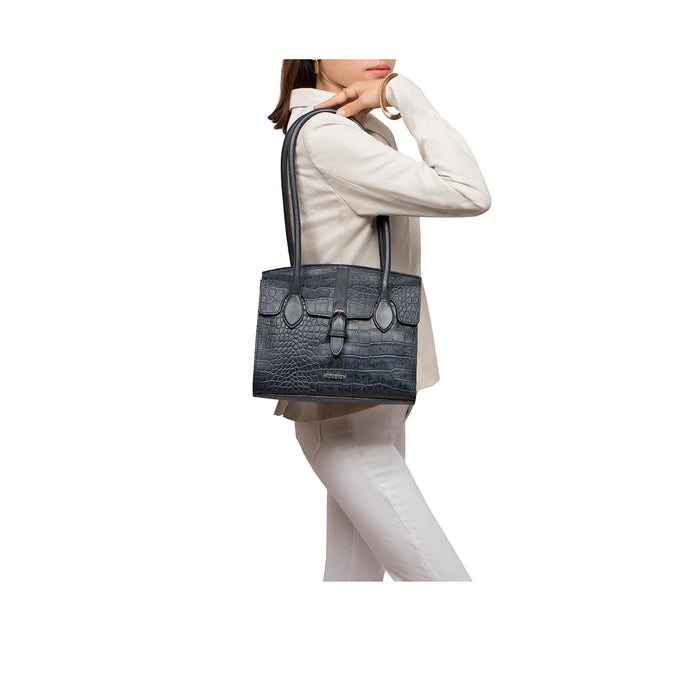 Lima 06 Blue Leather Shoulder Bag