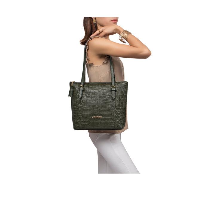 Lima 08 Green Leather Tote Bag