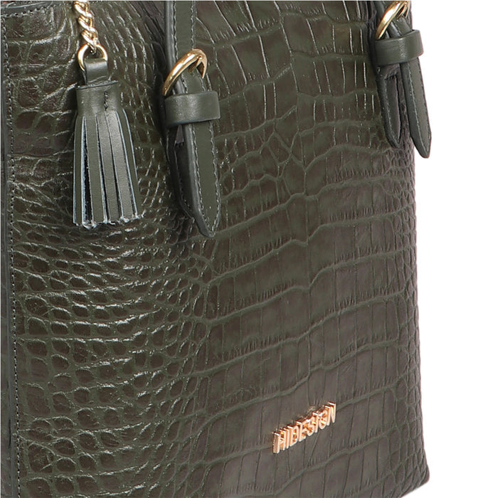 Lima 08 Green Leather Tote Bag