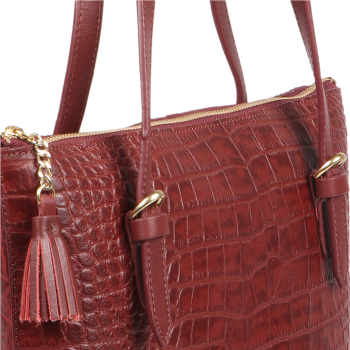 Lima 08 Red Leather Tote Bag