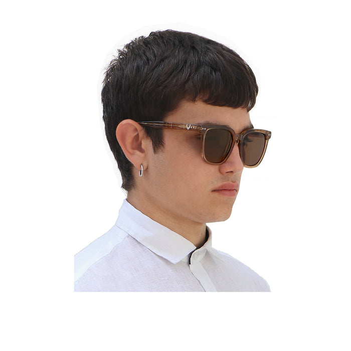Lisbon Unisex Brown Square Sunglasses