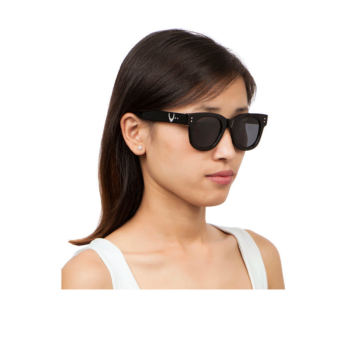 Long Beach Unisex Black Wayfarer Sunglasses