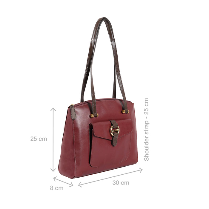 Lotus 02 Sb Red Leather Tote Bag