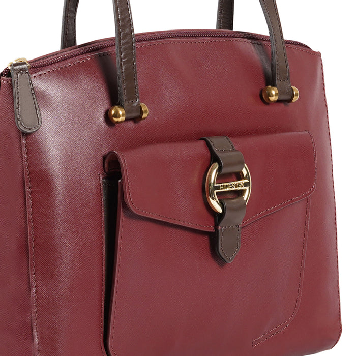 Lotus 02 Sb Red Leather Tote Bag