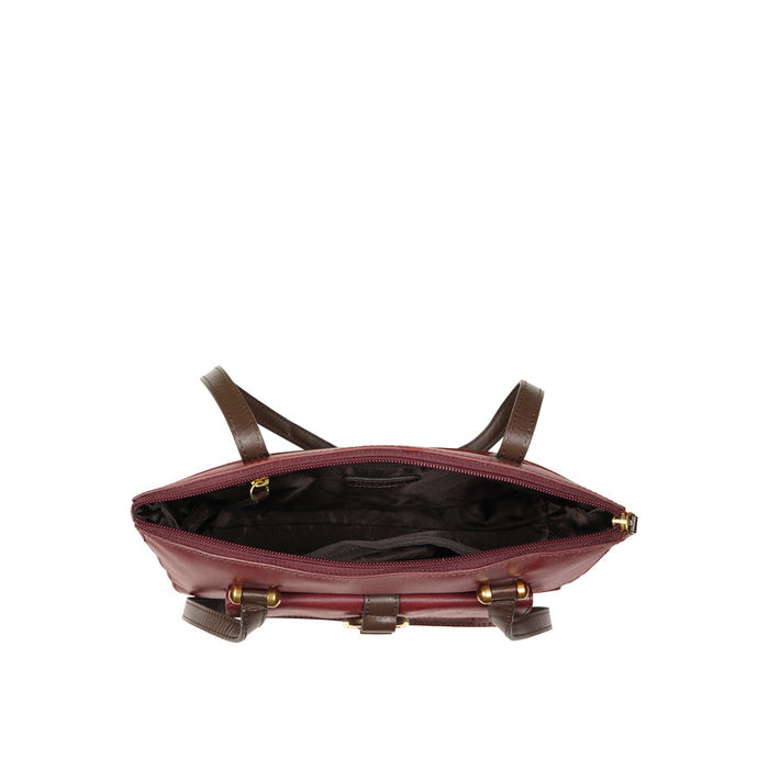 Lotus 02 Sb Red Leather Tote Bag