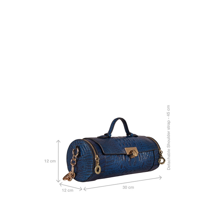 Louvre 01 Blue Leather Sling Bag