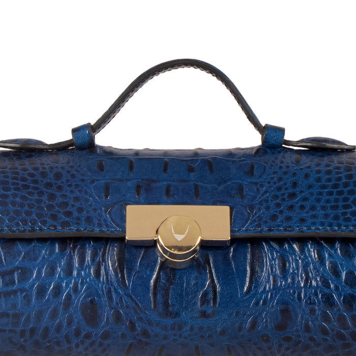 Louvre 01 Blue Leather Sling Bag
