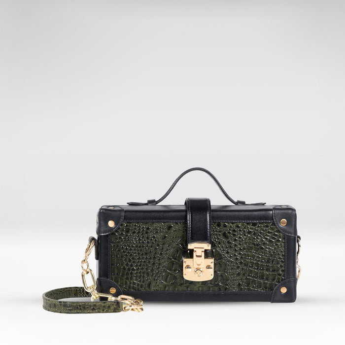 Louvre 02 Green Leather Shoulder Bag