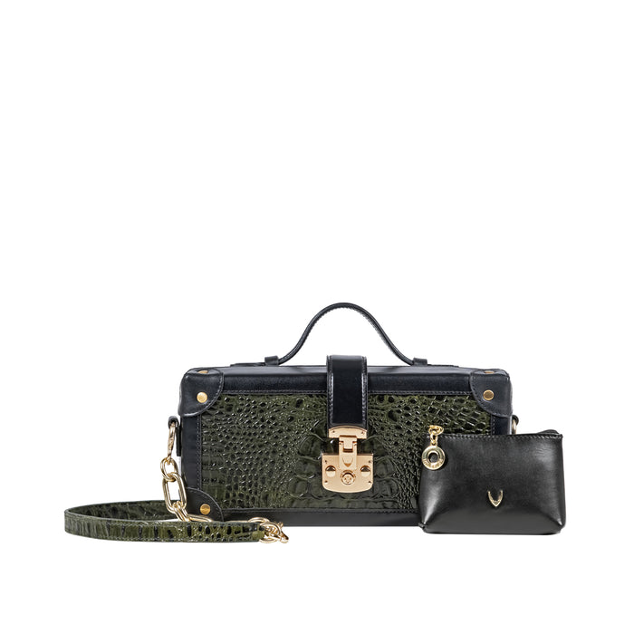 Louvre 02 Green Leather Shoulder Bag