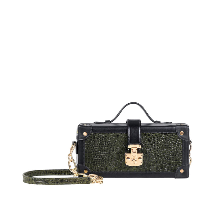Louvre 02 Green Leather Shoulder Bag