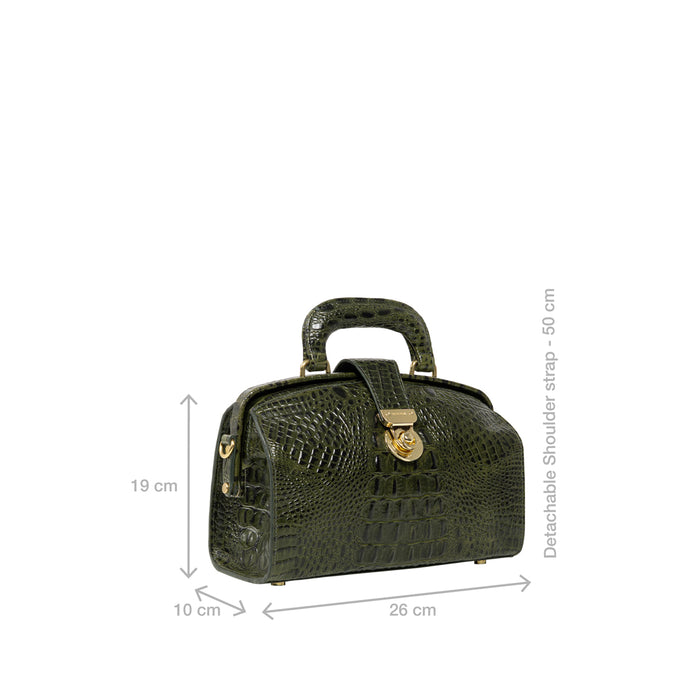 Louvre 03 Green Leather Sling Bag