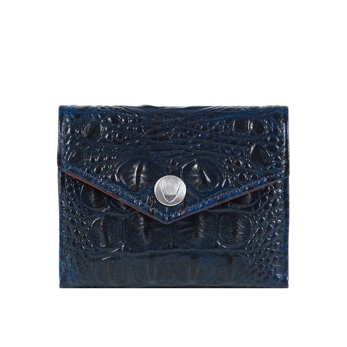 Louvre W1 Blue Leather Trifold Wallet