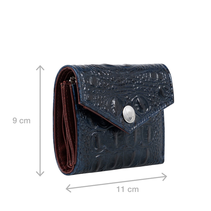 Louvre W1 Blue Leather Trifold Wallet