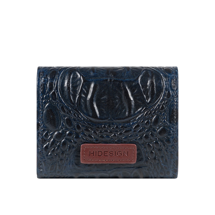 Louvre W1 Blue Leather Trifold Wallet