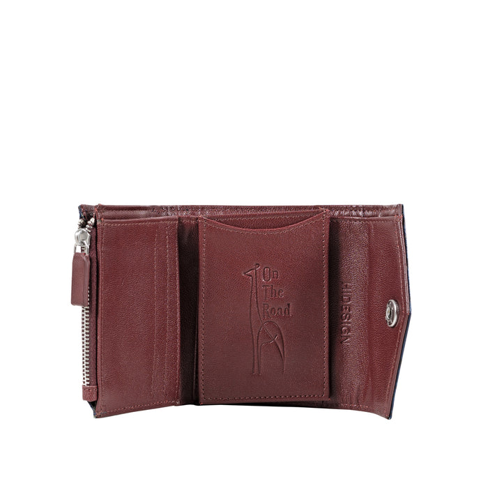 Louvre W1 Blue Leather Trifold Wallet