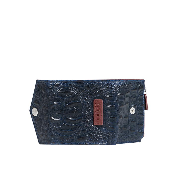 Louvre W1 Blue Leather Trifold Wallet