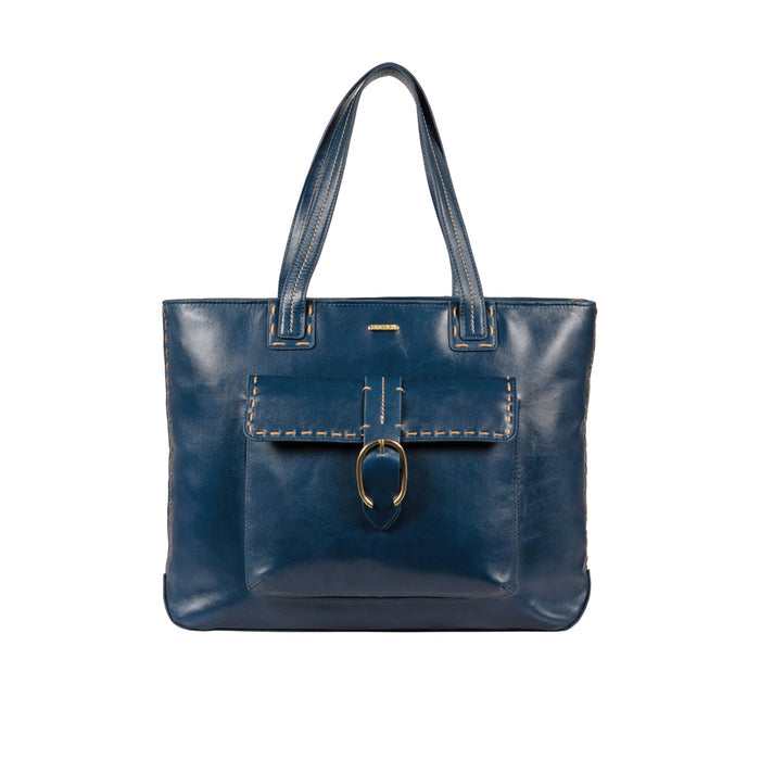 Lowell 02 Blue Leather Tote Bag