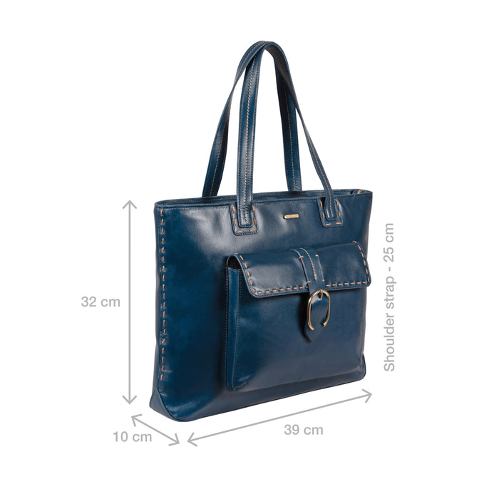 Lowell 02 Blue Leather Tote Bag
