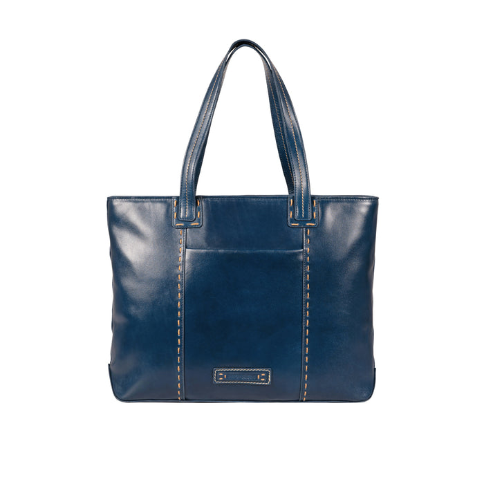 Lowell 02 Blue Leather Tote Bag