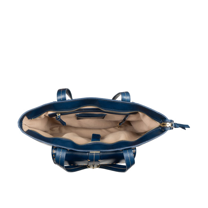 Lowell 02 Blue Leather Tote Bag