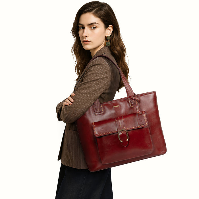 Lowell 02 Red Leather Tote Bag