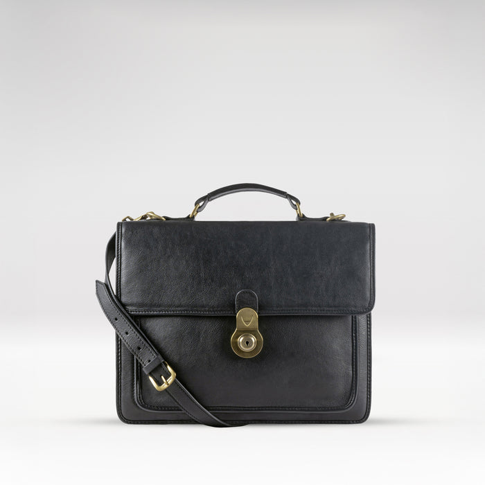 Lucca Black Leather  Briefcase
