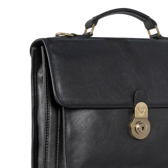 Lucca Black Leather  Briefcase