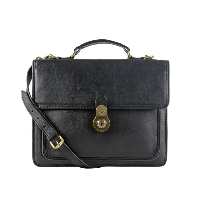Lucca Black Leather  Briefcase