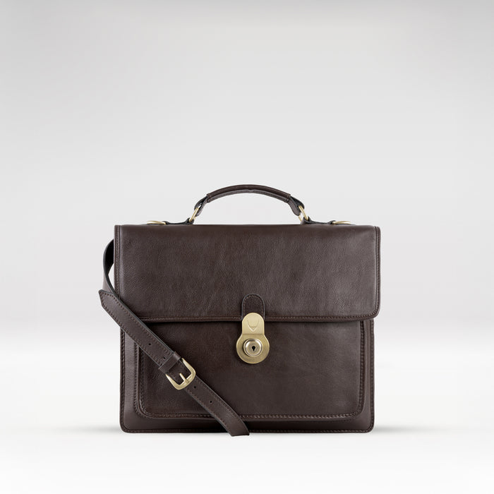 Lucca Brown Leather  Briefcase