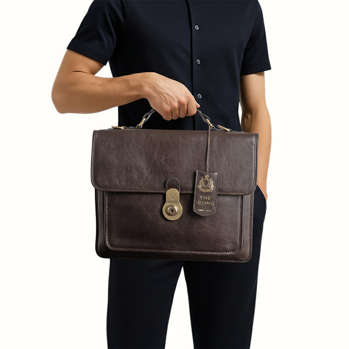 Lucca Brown Leather  Briefcase