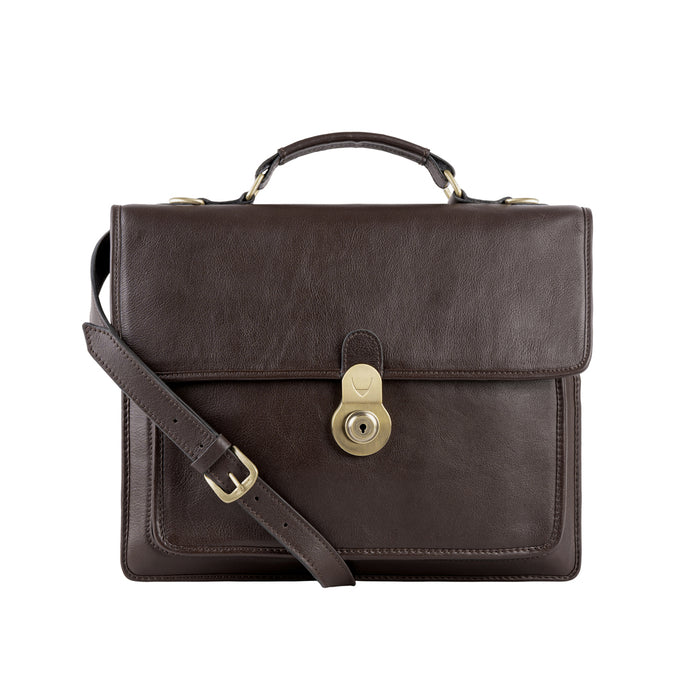 Lucca Brown Leather  Briefcase