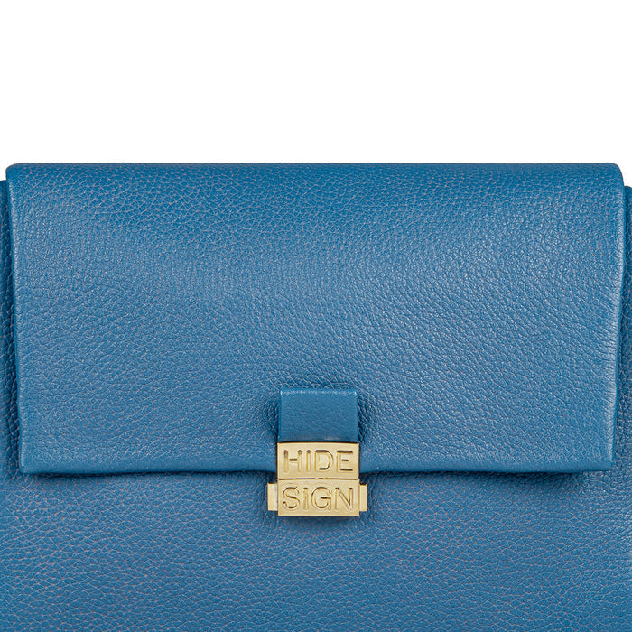 Lucina Blue Leather Shoulder Bag