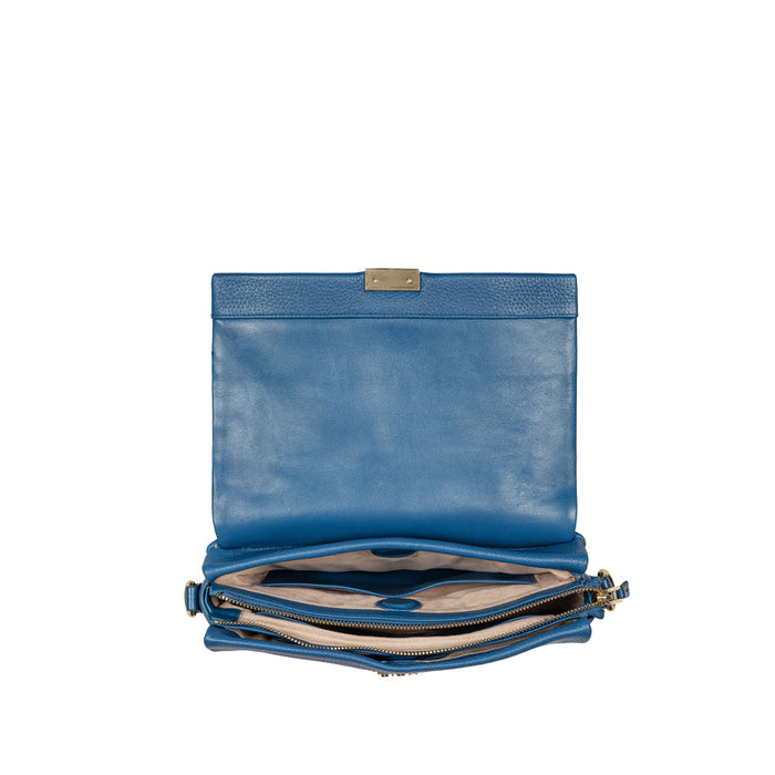 Lucina Blue Leather Shoulder Bag