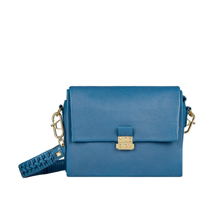 Lucina Blue Leather Shoulder Bag