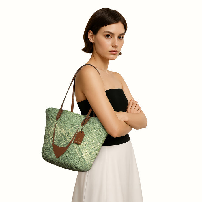 Luma Green Natural raffia Shoulder Bag